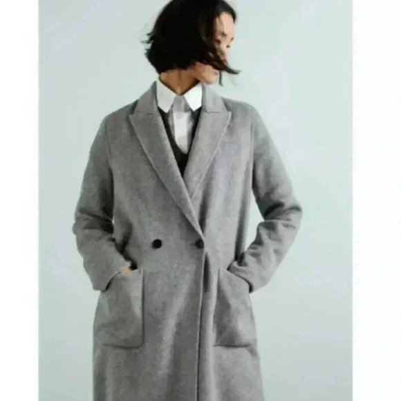 Zara wool blend double breasted coat - Picture 1 of 5